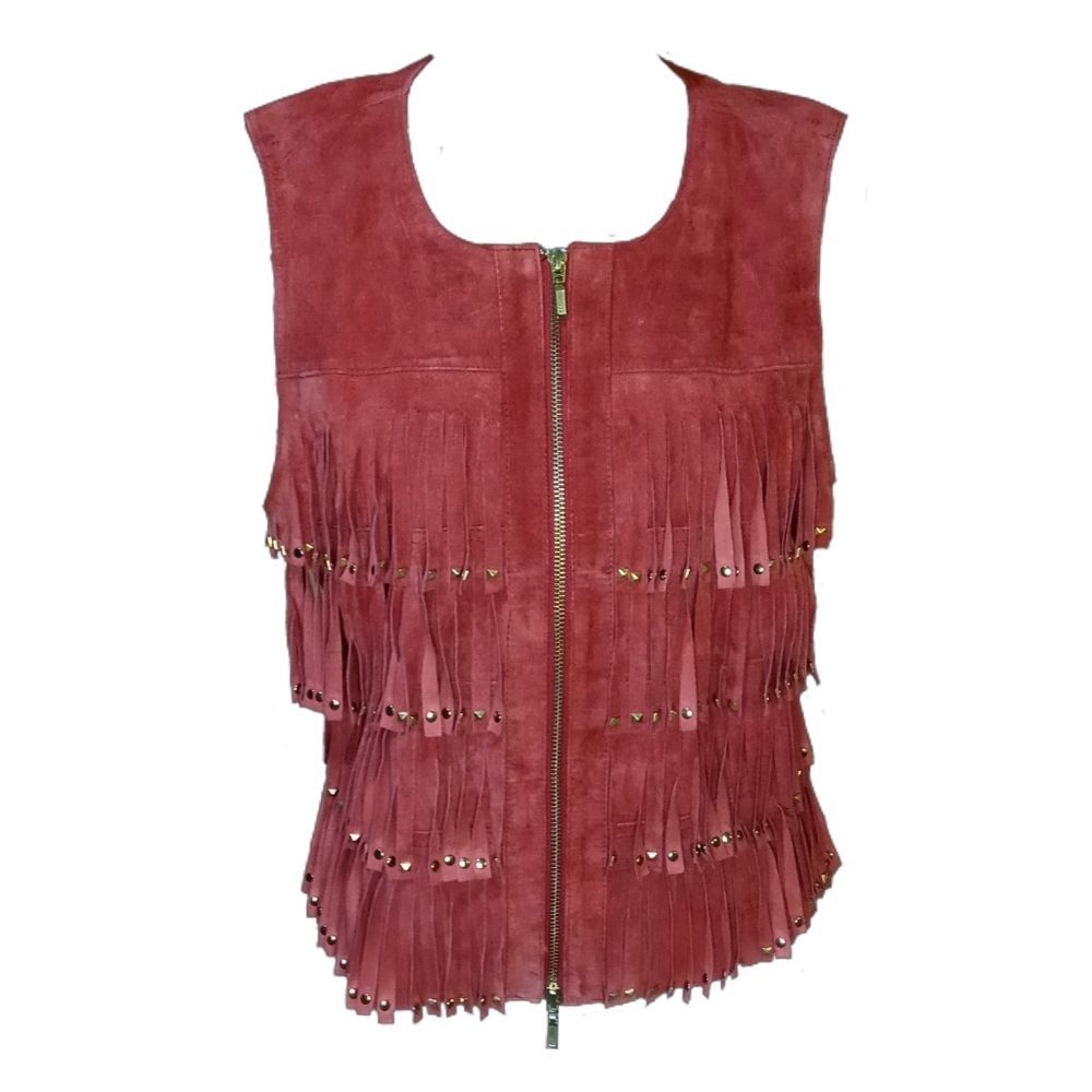 Suede Studded Vest with front Tassels